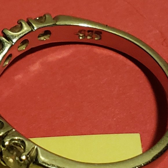 Vintage 925 V Ban 9 Stone CZ Diamond Ring - Picture 6 of 7